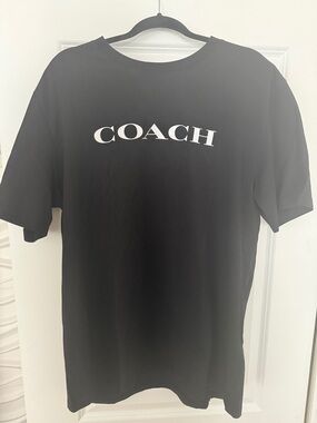 Coach Black Short-Sleeve Logo Tee with White Print